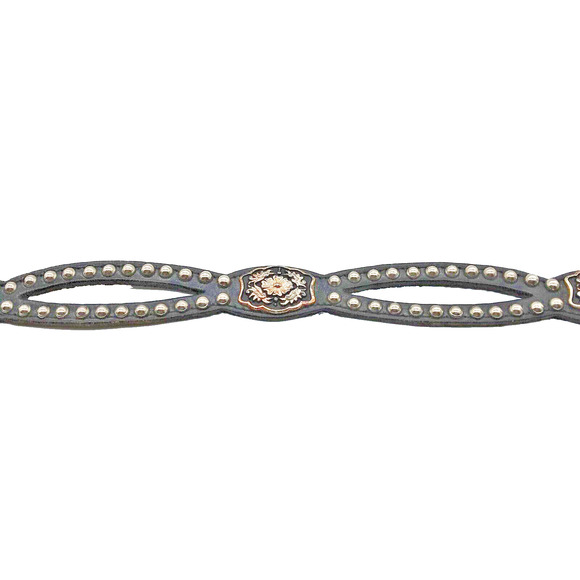 VTG Nocona Leather Hand Tooled Belt "Youth Size 26 " Studded Black Western USA - Picture 3 of 6